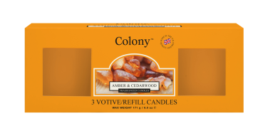 Wax Lyrical - Colony Fragranced 3 Votive Refill Box Amber & Cedarwood